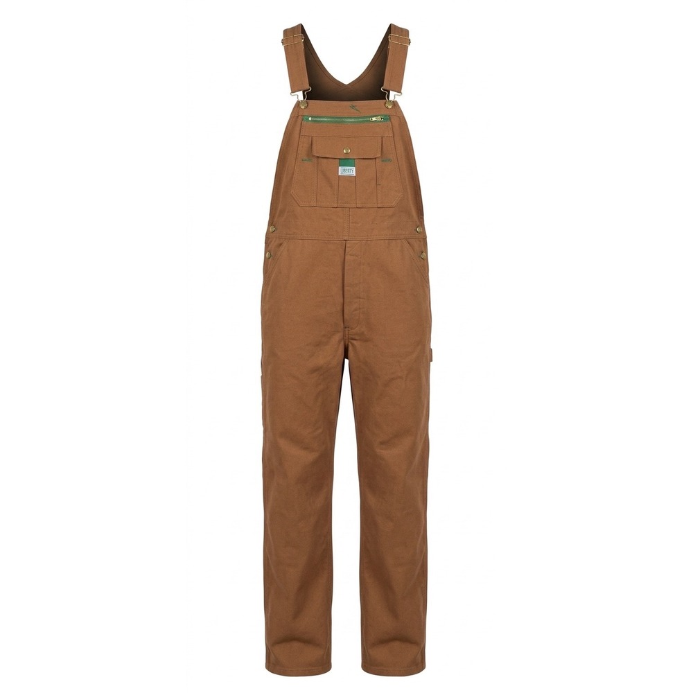 NEW Liberty Mens Brown Duck Canvas Bib Overalls‎ Zippers Workwear 38x30 YB790PC9
